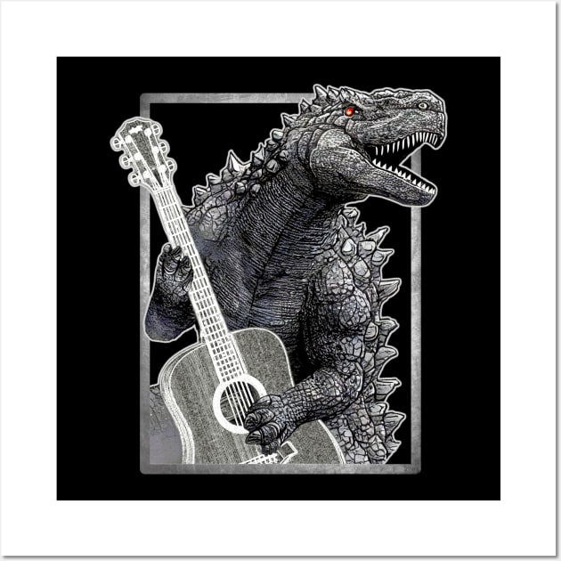 Godzilla Playing Music Wall Art by Mr.FansArt